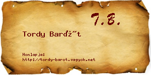Tordy Barót névjegykártya